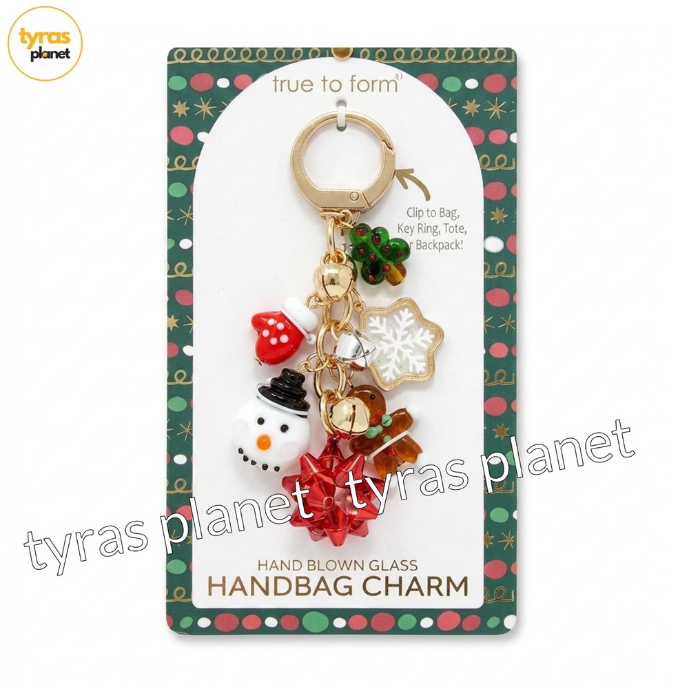 True to Form Christmas Charms Bag Charm Handbag Jingle Bells Snow Gift Bag NEW